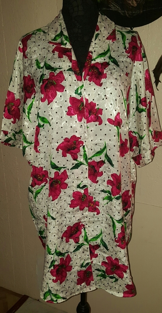 Intimate Pleasures White Red Floral Pajama Gown